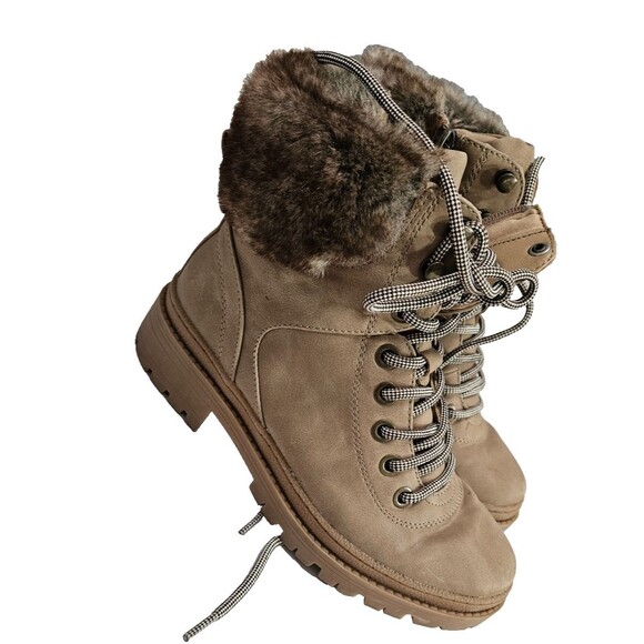 Unbranded Brown Round Toe Lace Up Slip On Block Heels Woman Shoes Size 8M - Picture 1 of 6